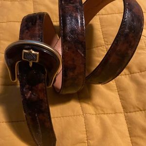 Vtg JUDITH JACK Goldtone Marcasite Tortoise Lucite Buckle Belt Sz XL